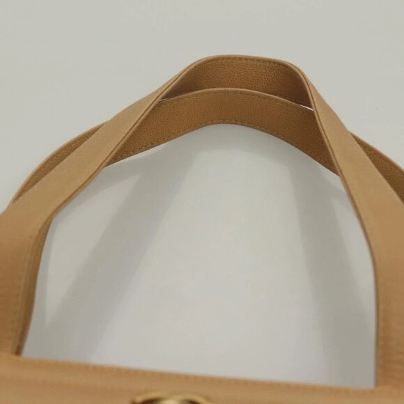 CHANEL Matelasse Shoulder Bag Grained Calf Skin Beige Gold CC Auth BA4516 - Picture 9 of 16